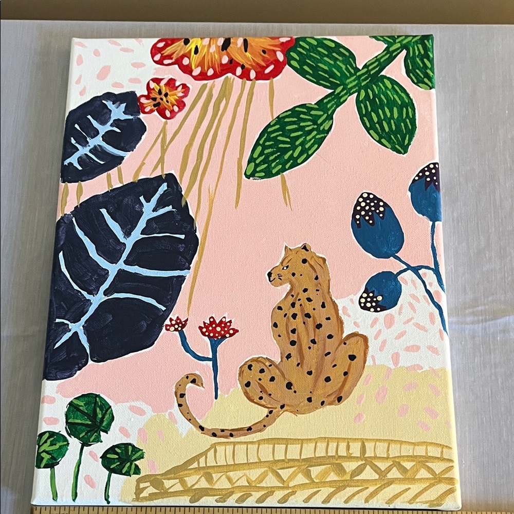 Cheetah in Pink Jungle Canvas Art 11x14